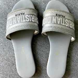 Gray Christian Dior Dway Slides